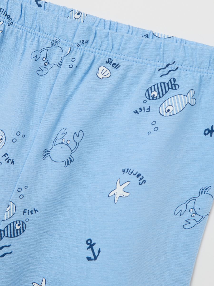 Blue and light blue pyjamas in cotton with sea motif print_3