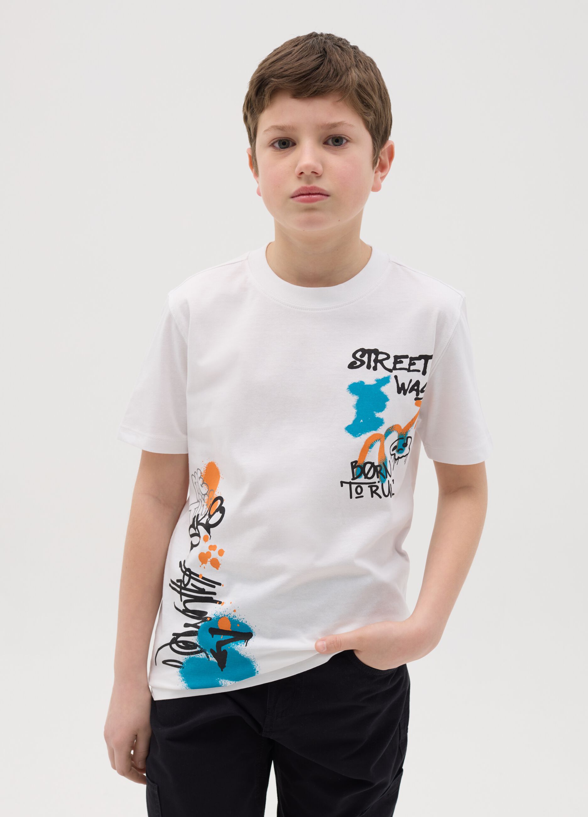 Cotton T-shirt with printed lettering