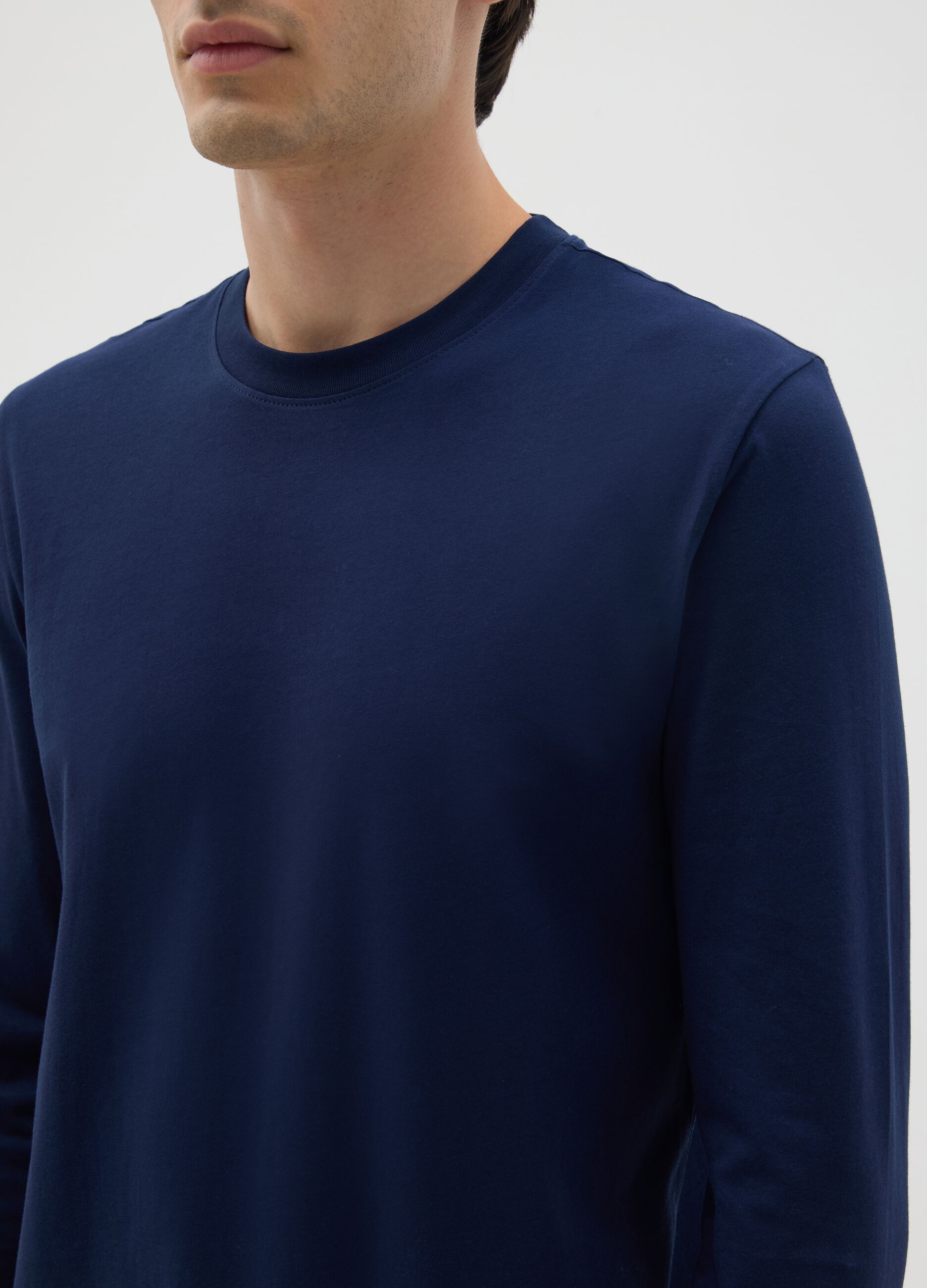 Maglia in puro cotone blu regular fit