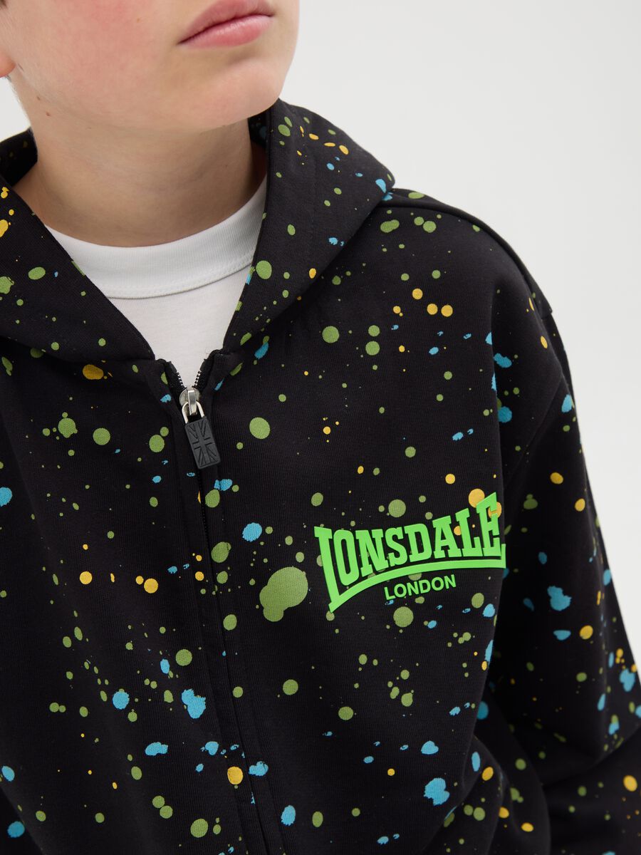 French terry full-zip sweatshirt with paint splashes print_1