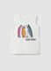 White pure cotton vest top with print_0