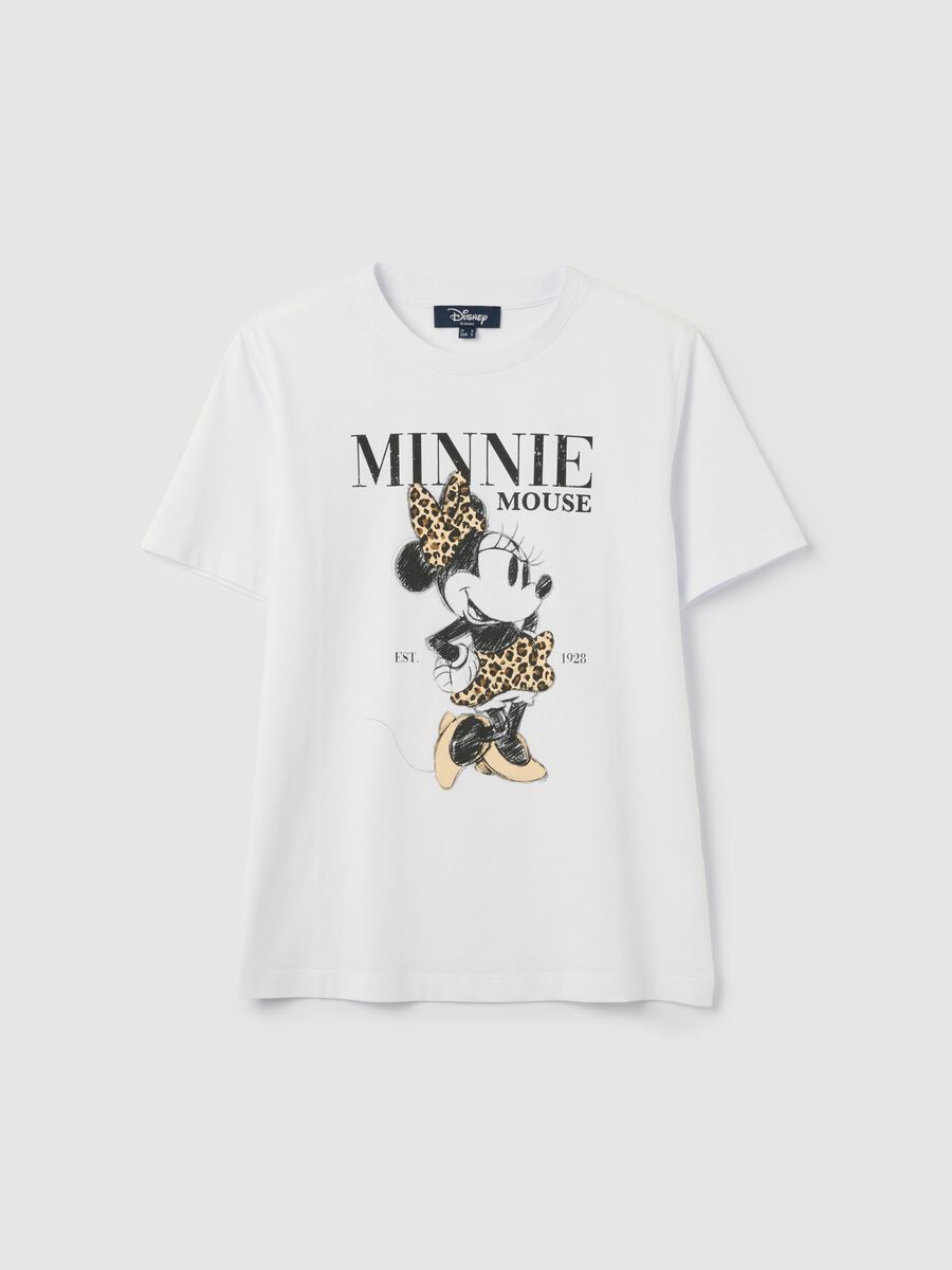White pure cotton regular fit T-shirt with Minnie print_4