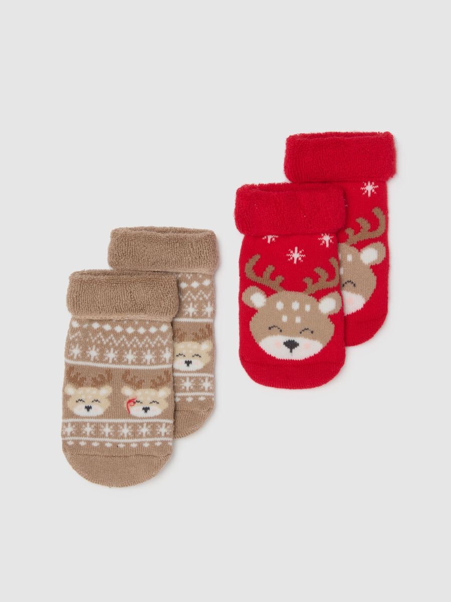 Multicoloured Christmas Baby Socks Pack in Cotton Blend_0
