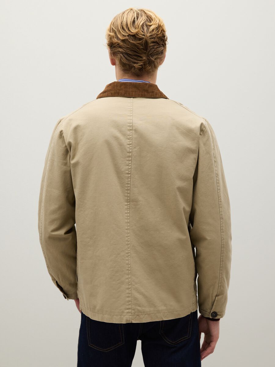 Giacca in puro cotone beige con chiusura a zip_2