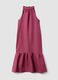 Pink linen-viscose blend halterneck dress, regular fit_4