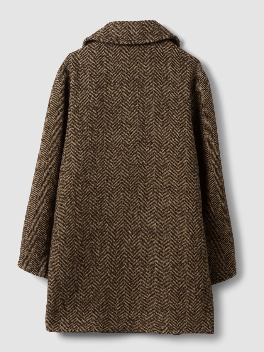 Cappotto marrone e beige in misto lana e viscosa_2