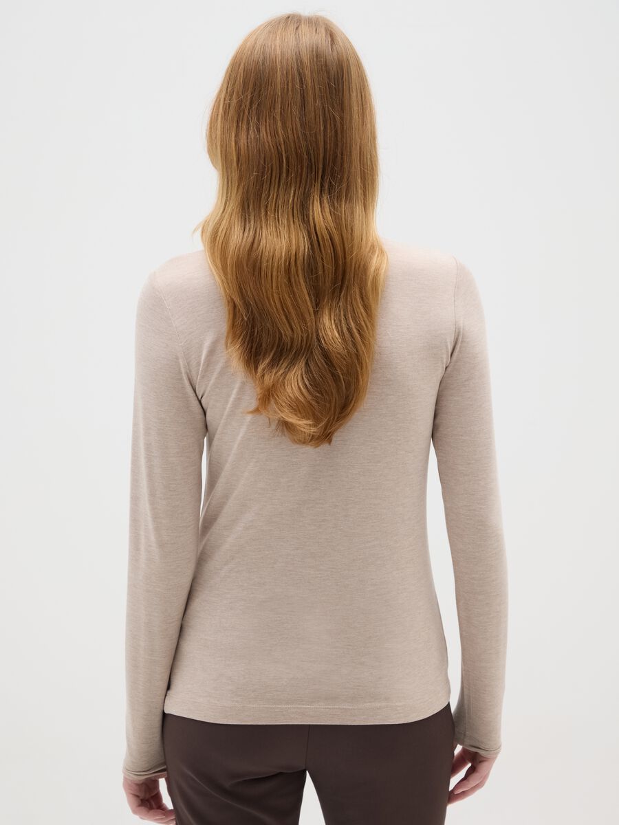 Beige Regular Fit Turtleneck Sweater_2