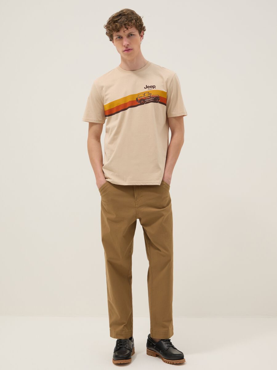 Beige pure cotton regular fit T-shirt with print_1