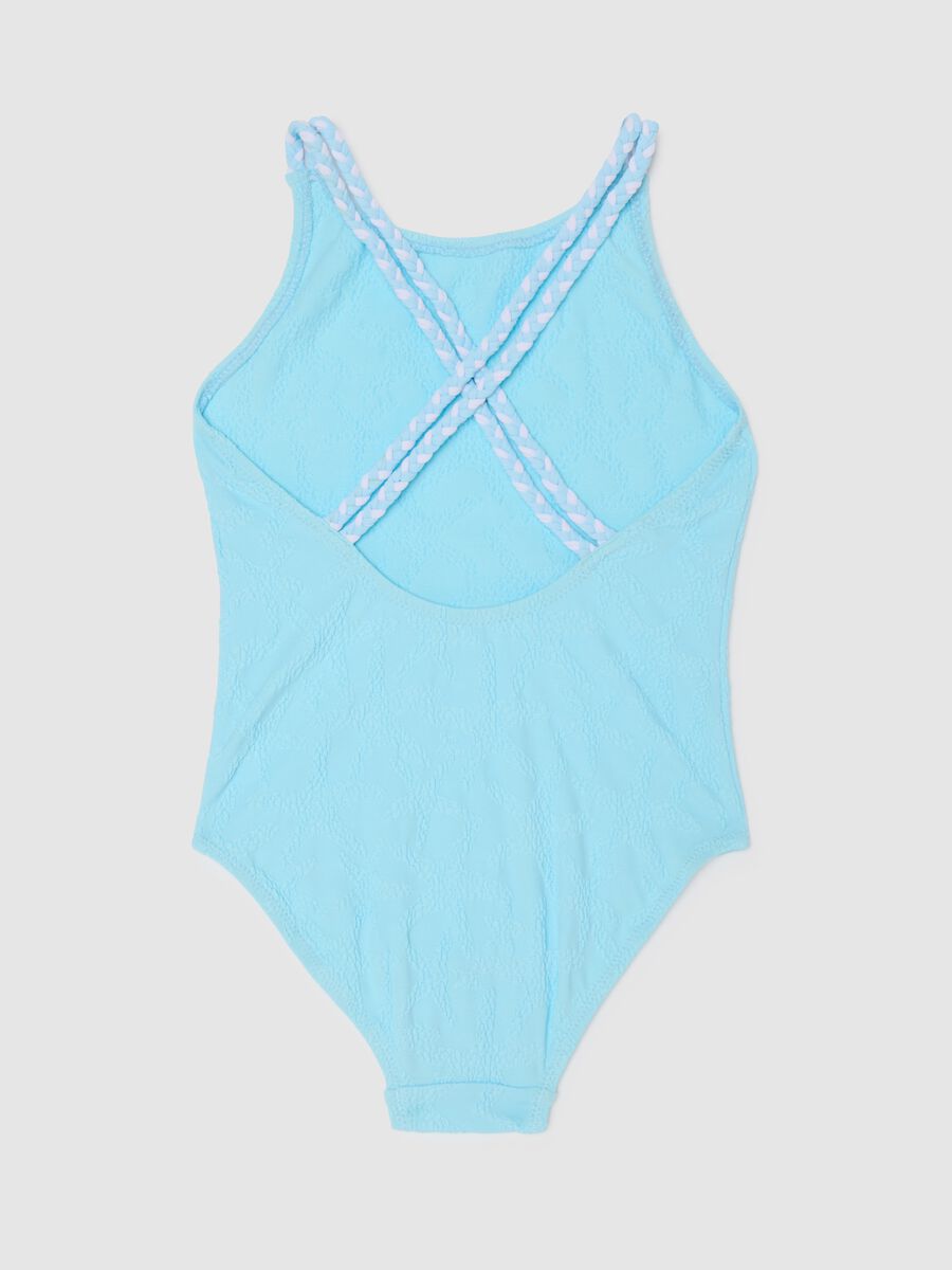 Girls' blue stretch-blend swimsuit_1