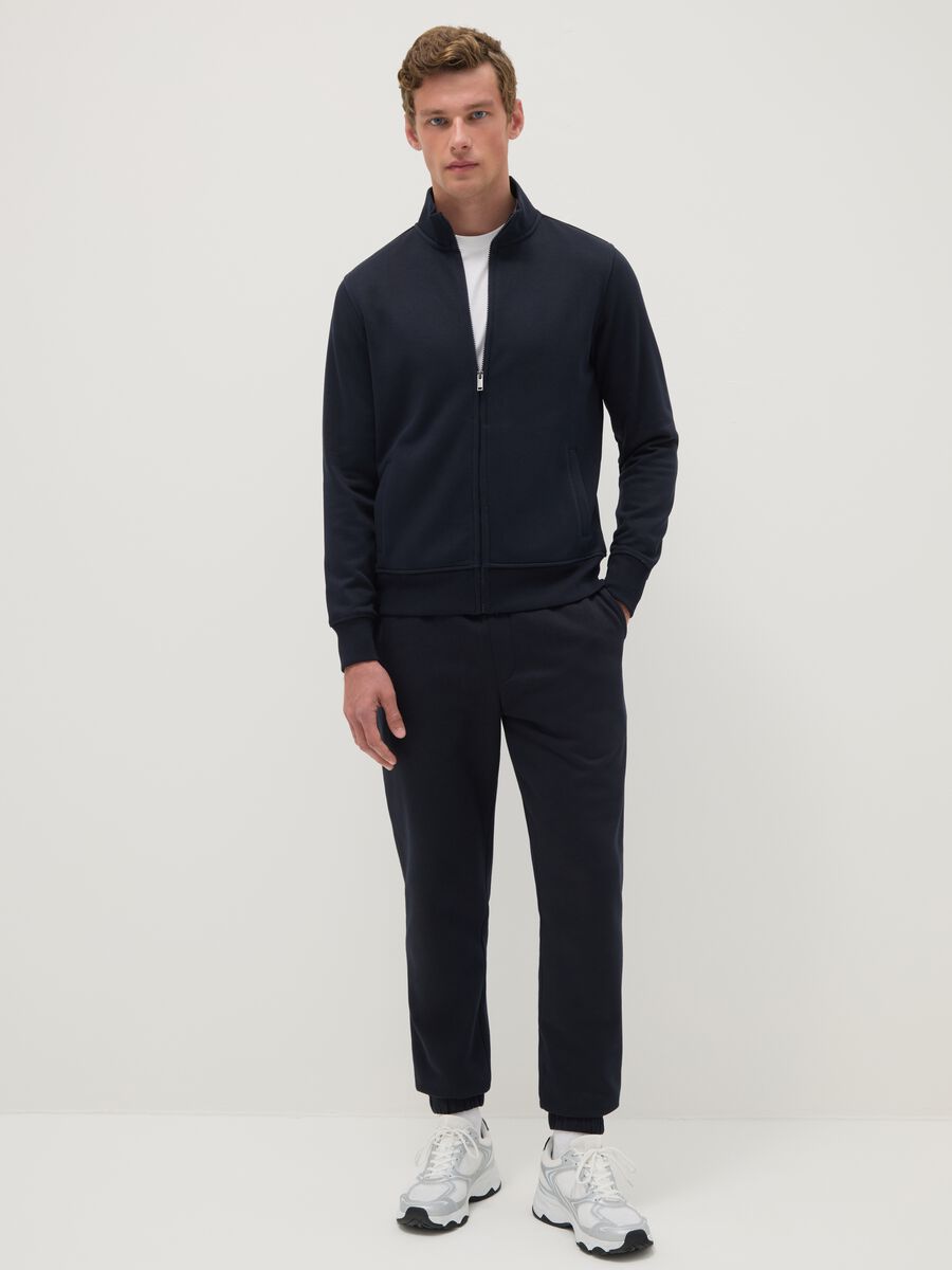Blue cotton-blend sweatshirt regular fit with full zip_1