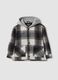 Grey checked hooded padded shacket_0