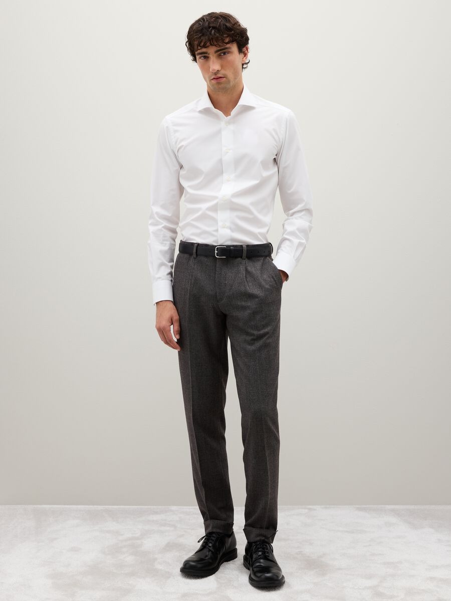 Pantaloni in tessuto elasticizzato grigi slim fit_0