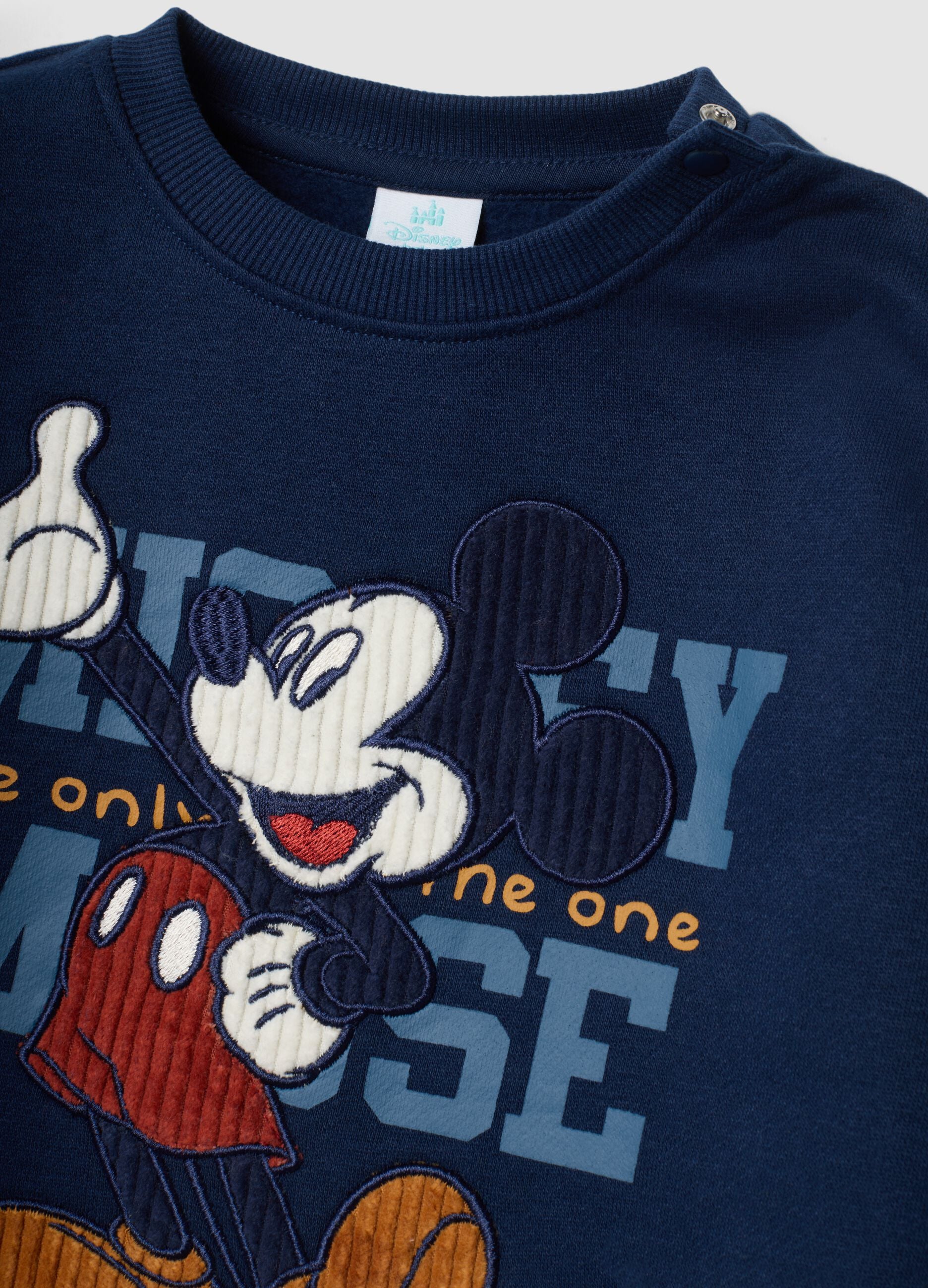 Blue organic cotton-blend jogger set with Mickey print