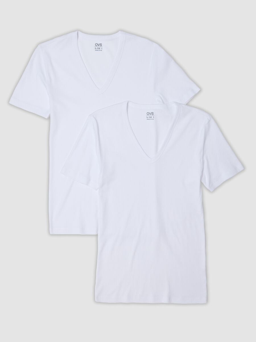 2-pack of white organic cotton T-shirts with deep V-neck_4