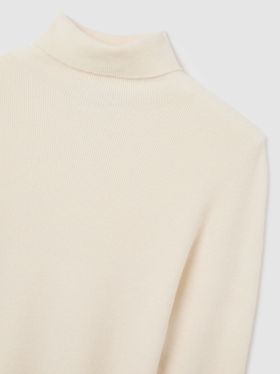 Dolcevita in misto cotone bianco regular fit_5