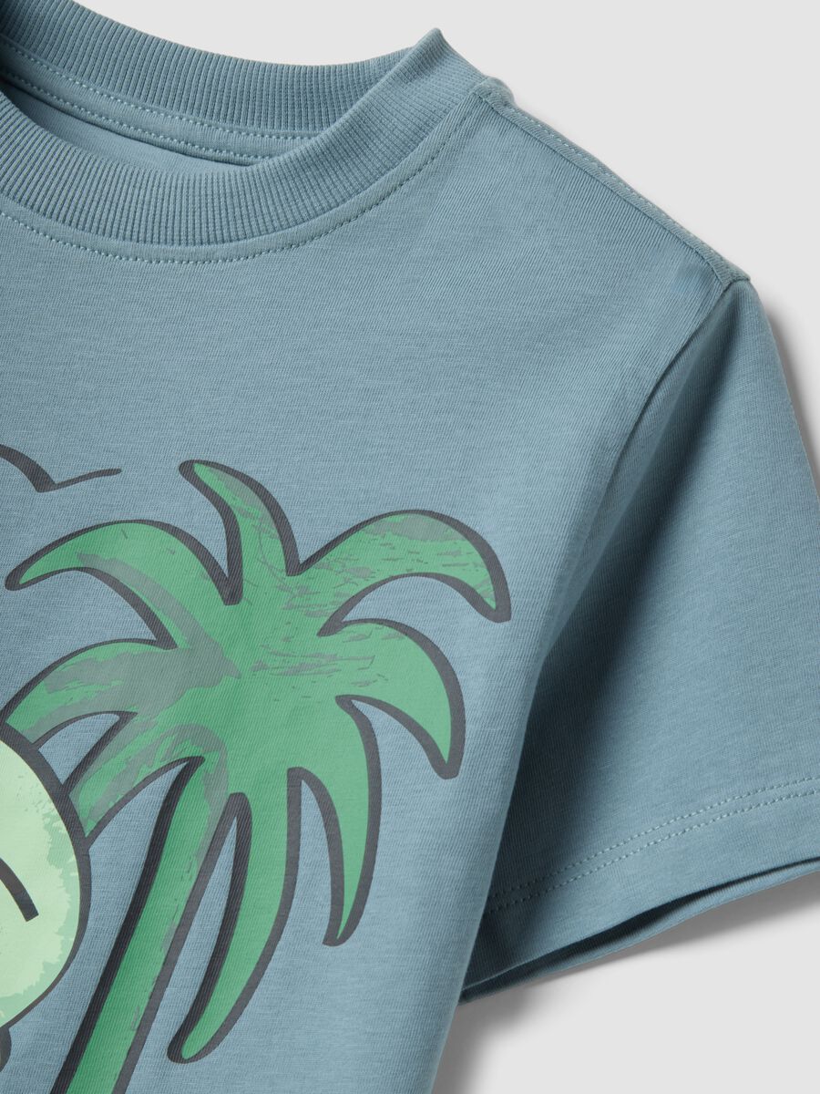 T-shirt azzurra in puro cotone con stampa surf per bambino regular fit_2