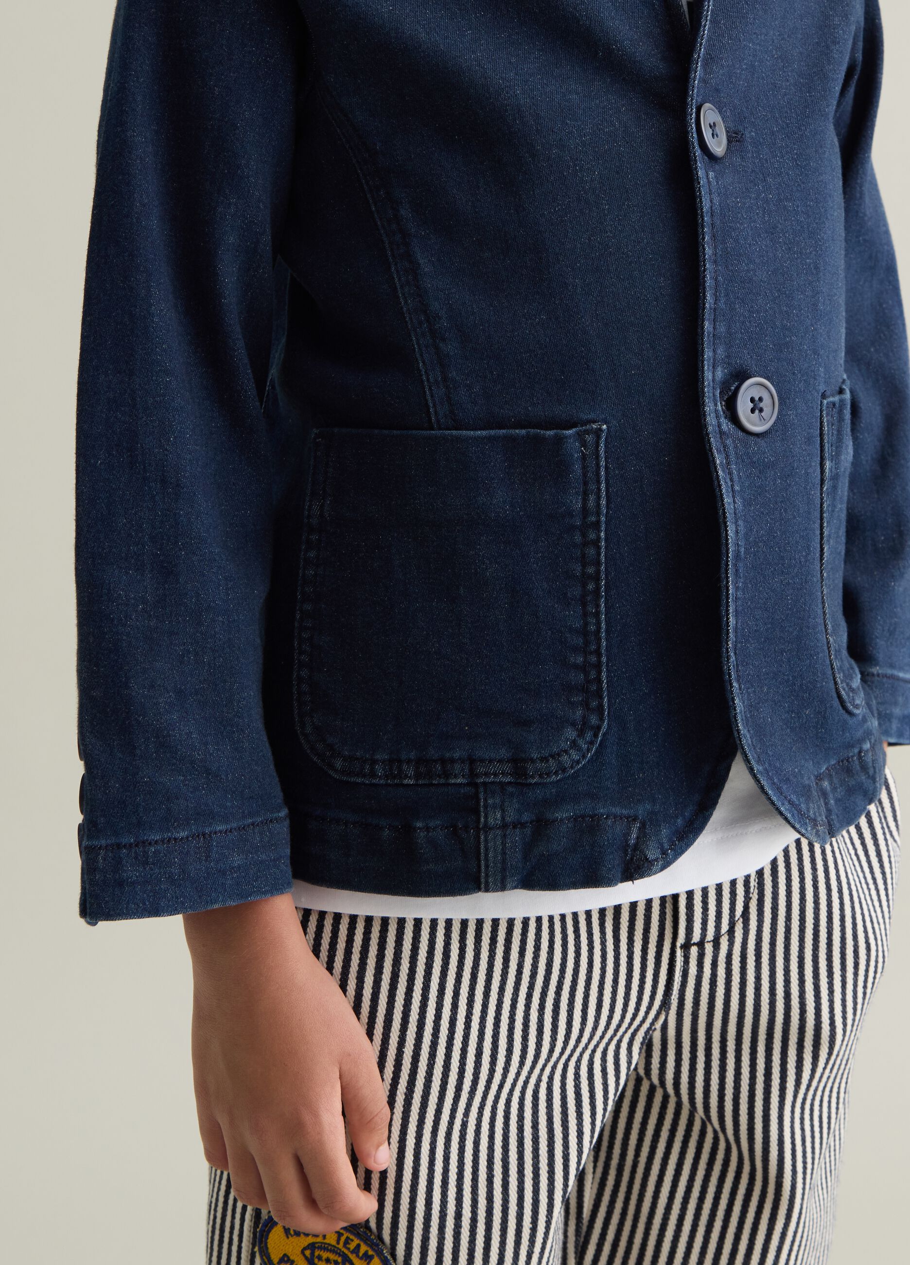 Kids' Regular Fit Blue Denim Blazer