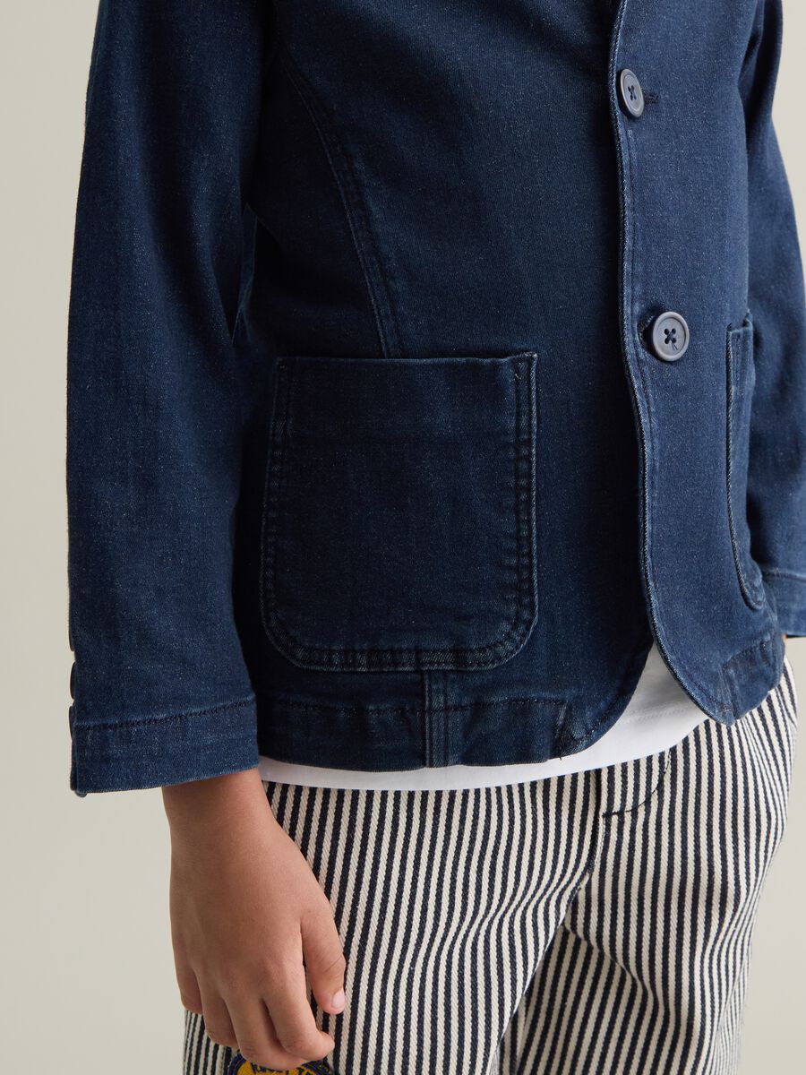 Kids' Regular Fit Blue Denim Blazer_1