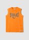 Orange sleeveless vest in pure cotton with Everlast logo_0