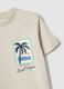 T-shirt in puro cotone beige da bambino regular fit con stampa palma_2