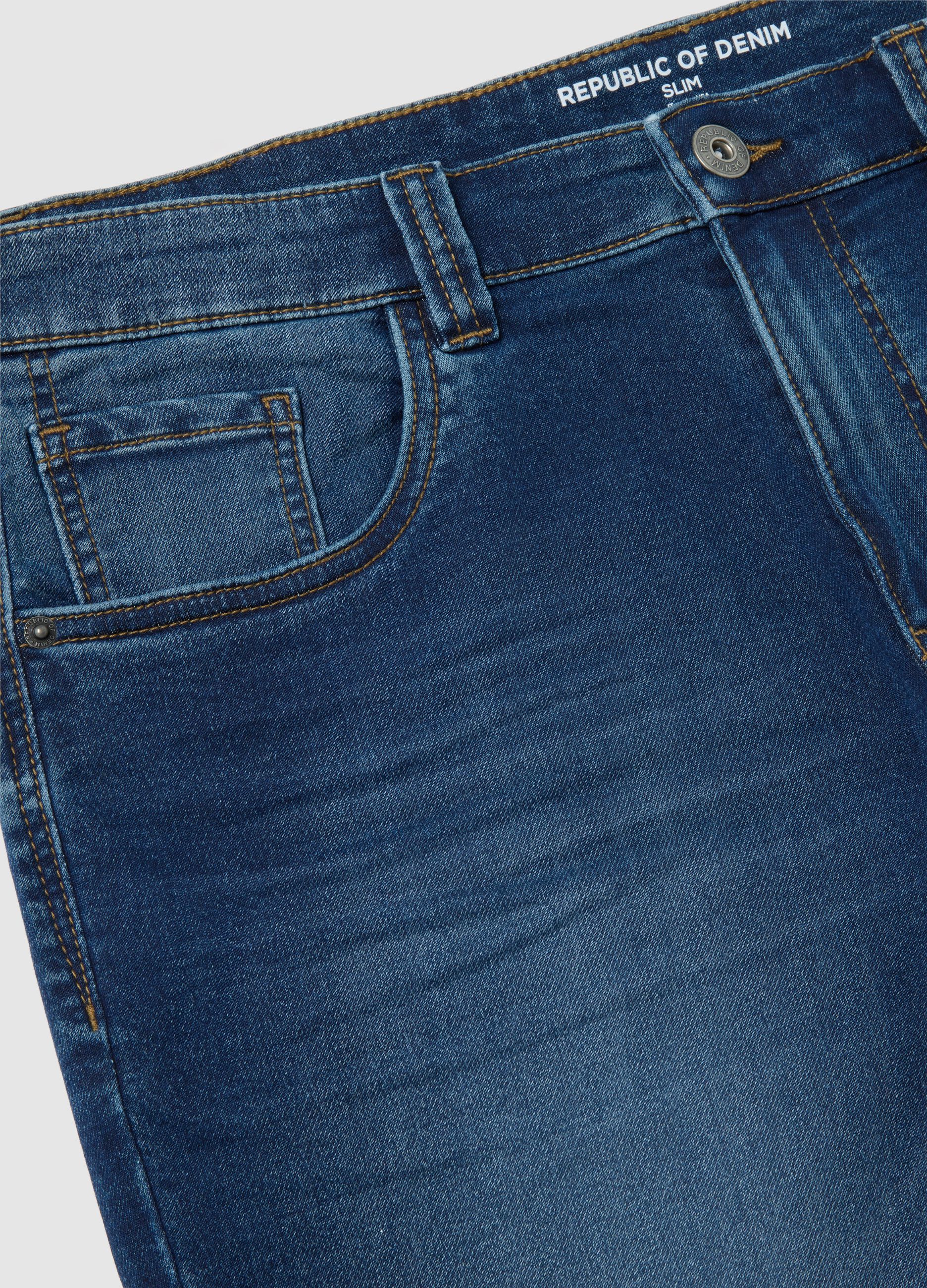 Men's Blue Denim Slim Fit Shorts