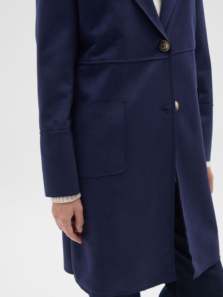 Blue regular fit coat with buttons_3