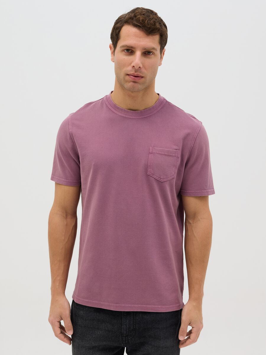 Purple cotton T-shirt with pocket_0