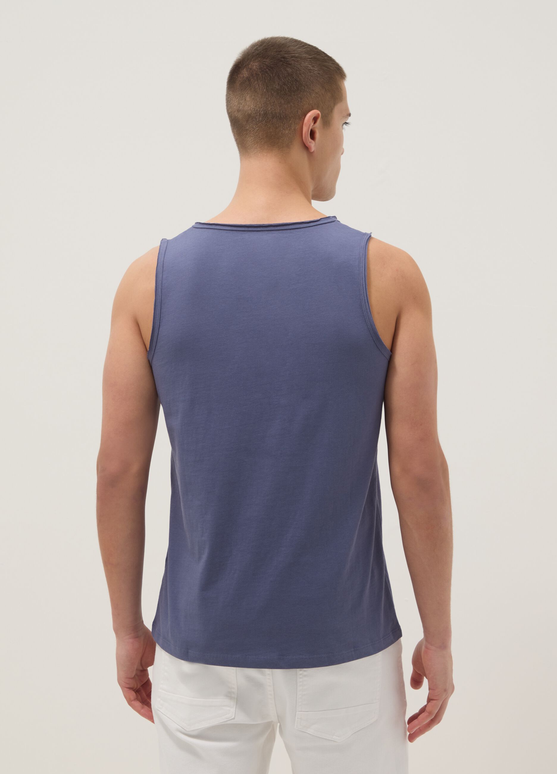 Blue pure cotton vest top