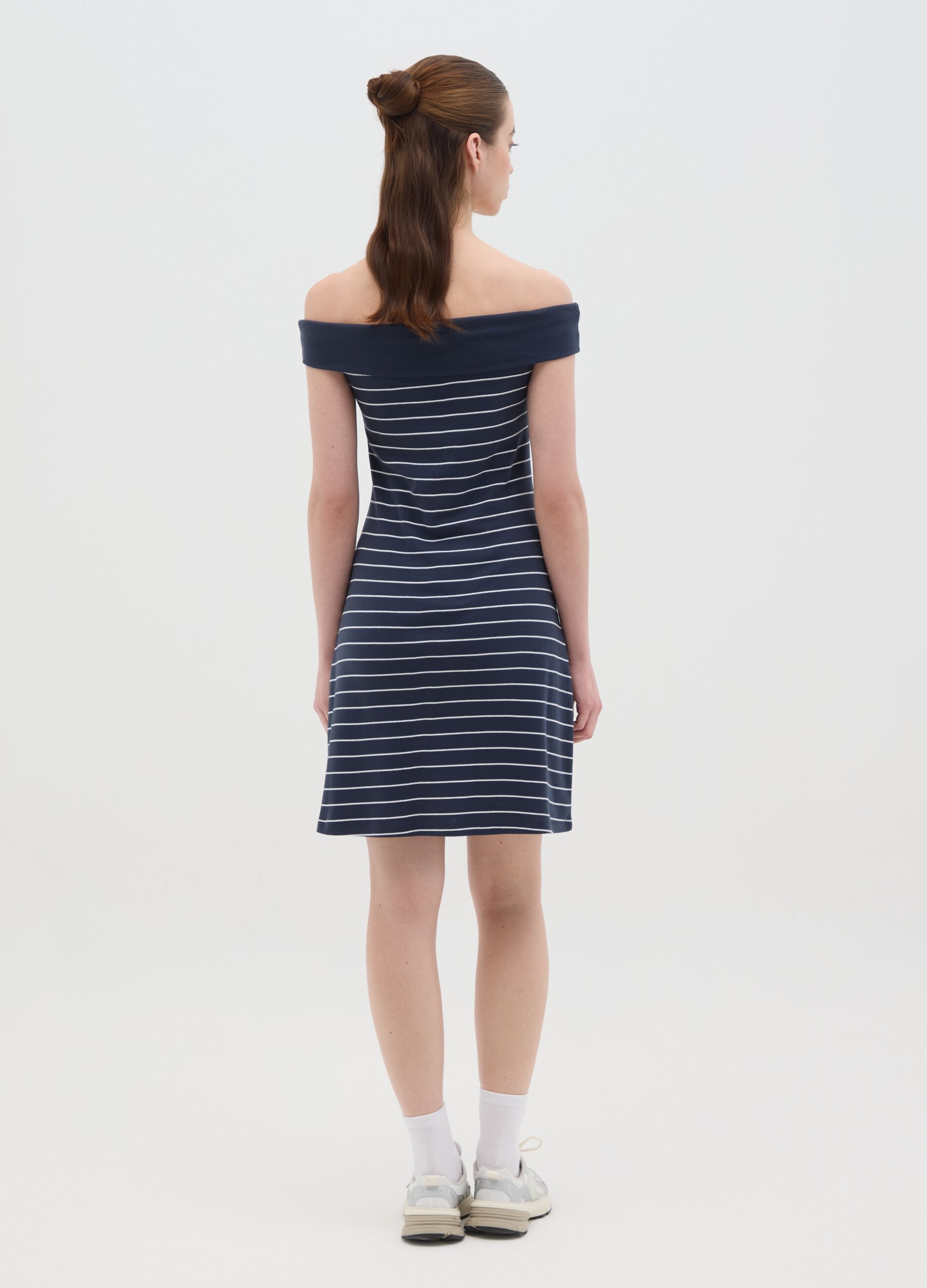 Women's dress in pure multi-coloured cotton regular fit
