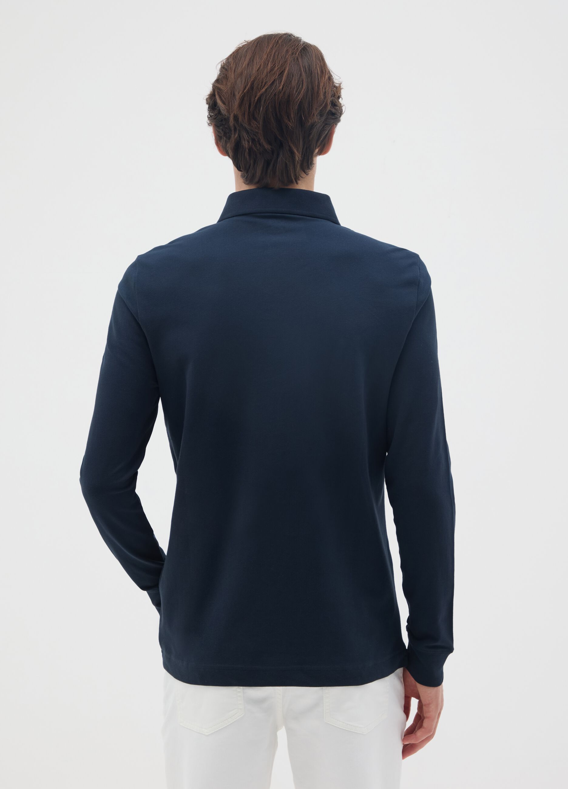 Blue regular fit stretch cotton polo