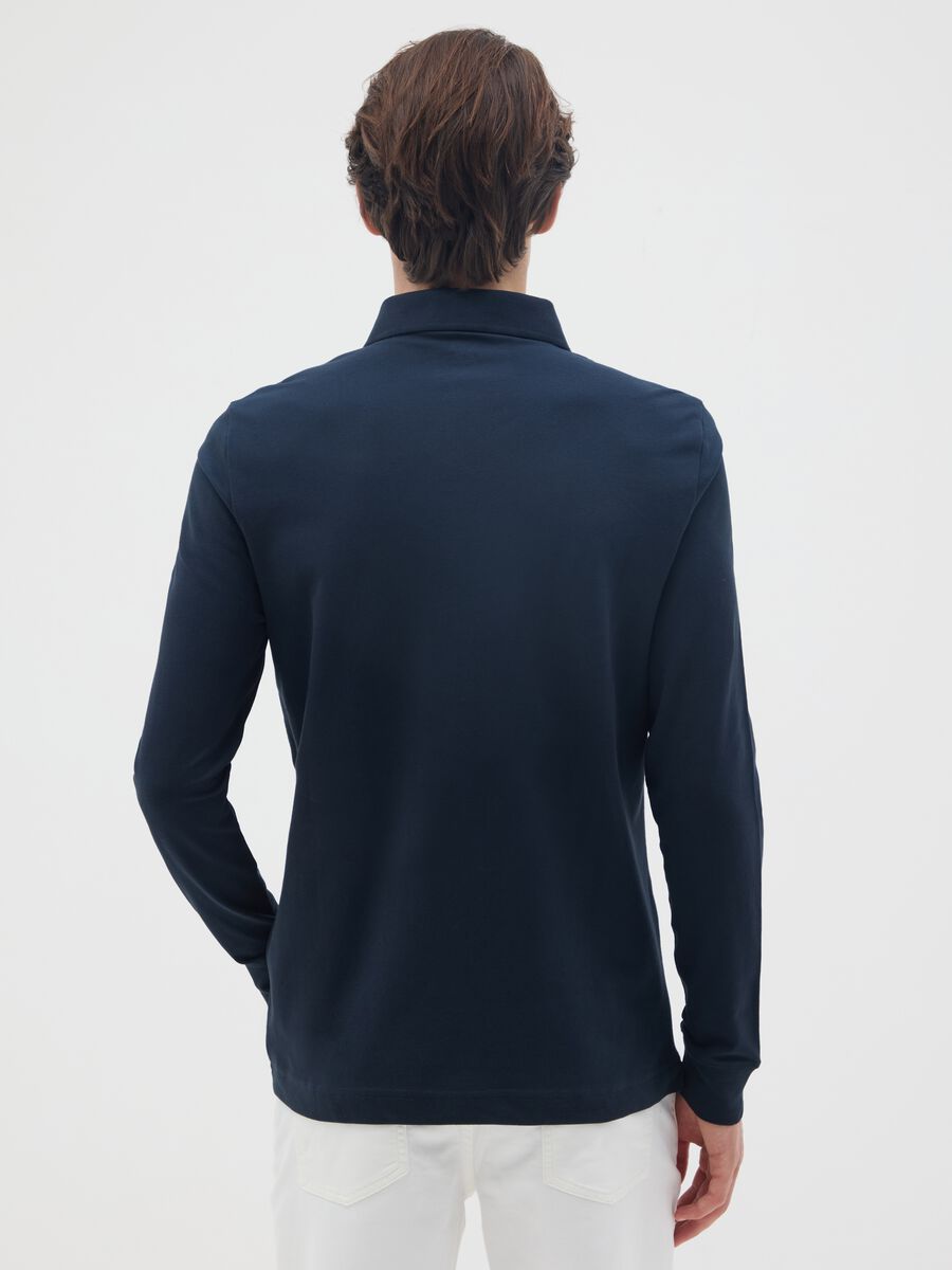 Polo in cotone elasticizzato blu regular fit_2