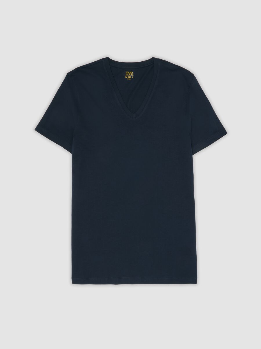Blue pure Supima cotton V-neck T-shirt, regular fit_4