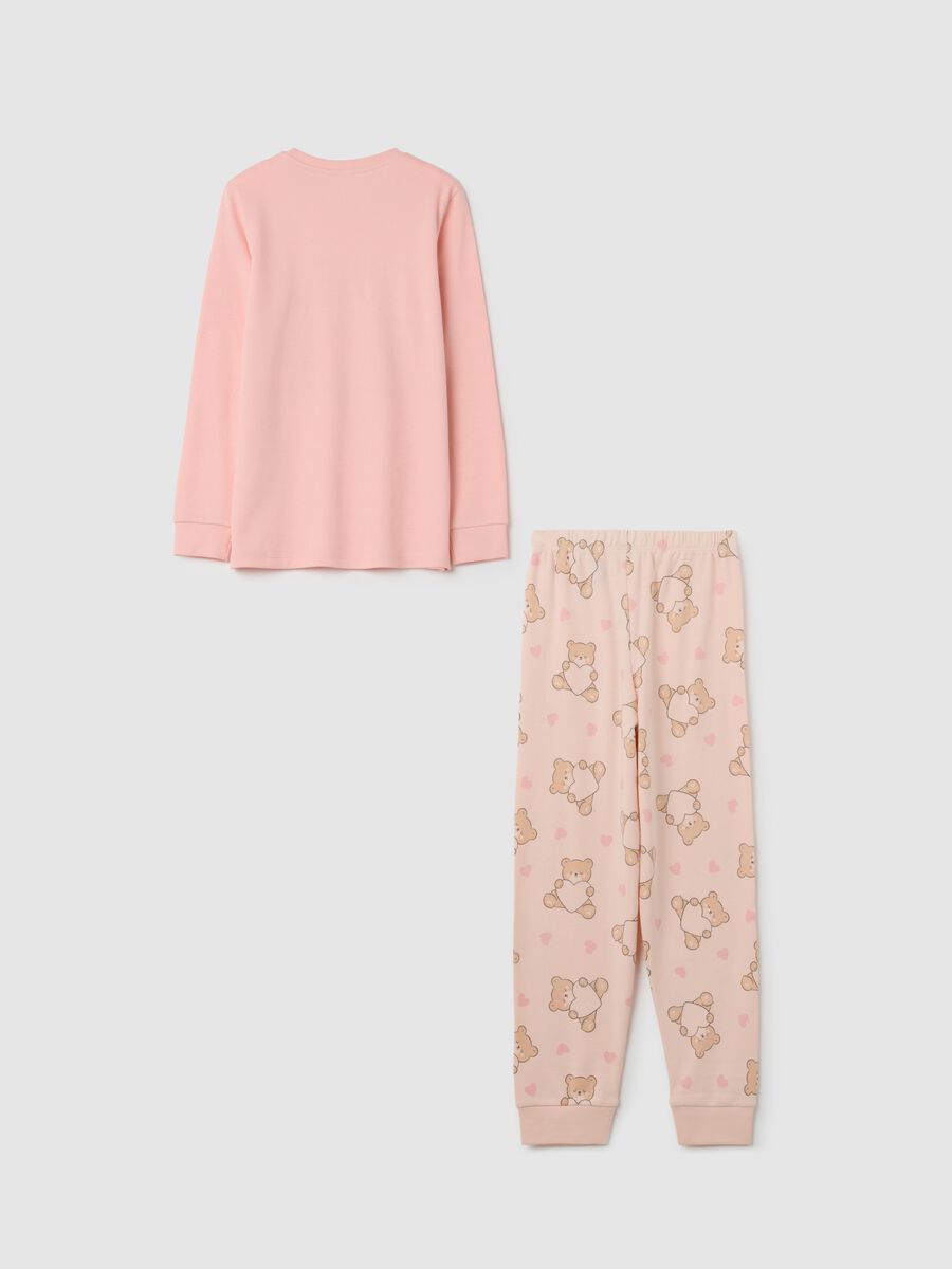 Pigiama da bambina in puro cotone rosa con stampa_1