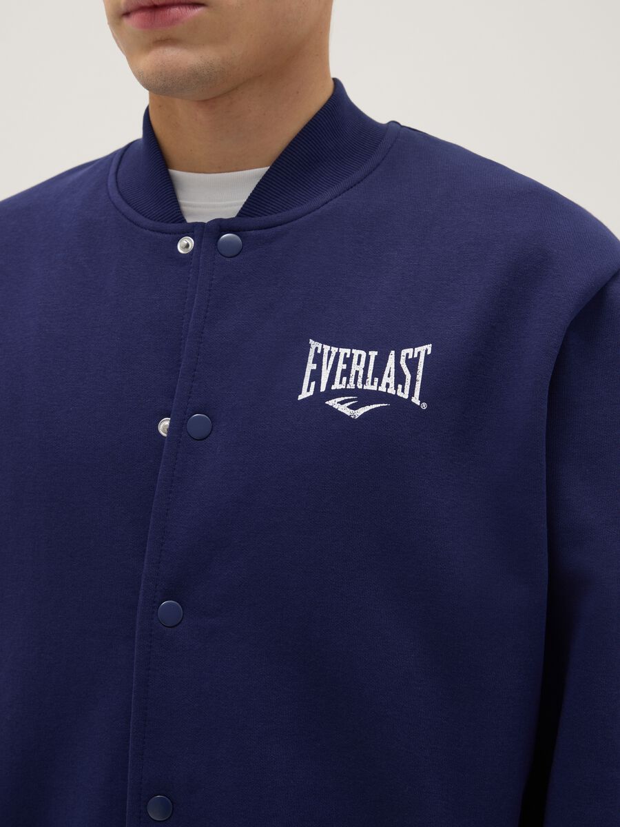 Blue cotton blend jacket regular fit with buttons and Everlast logo_3