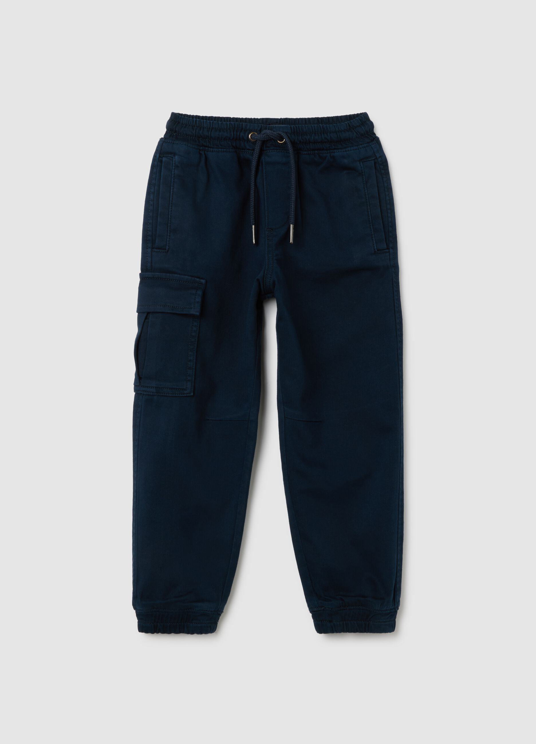 Children's blue stretch cotton trousers