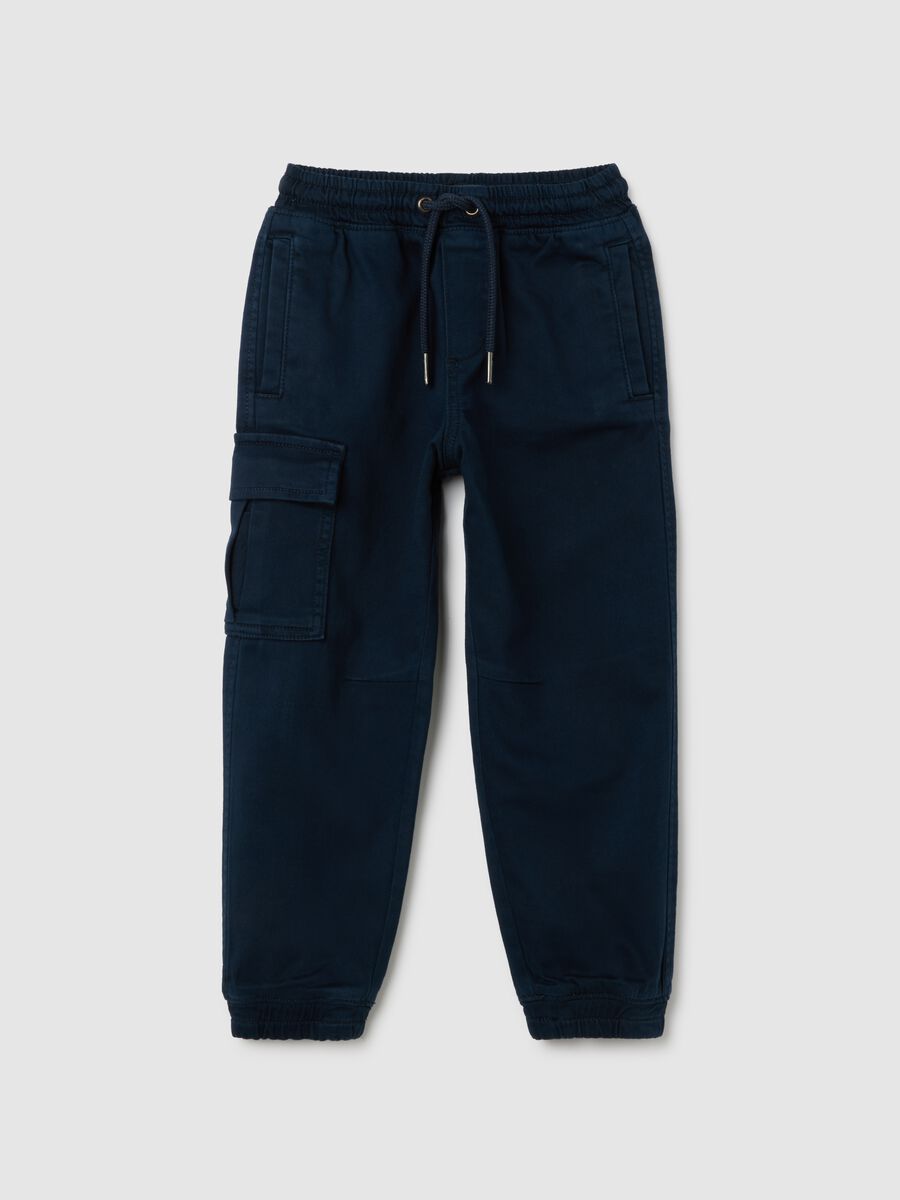 Children's blue stretch cotton trousers_0