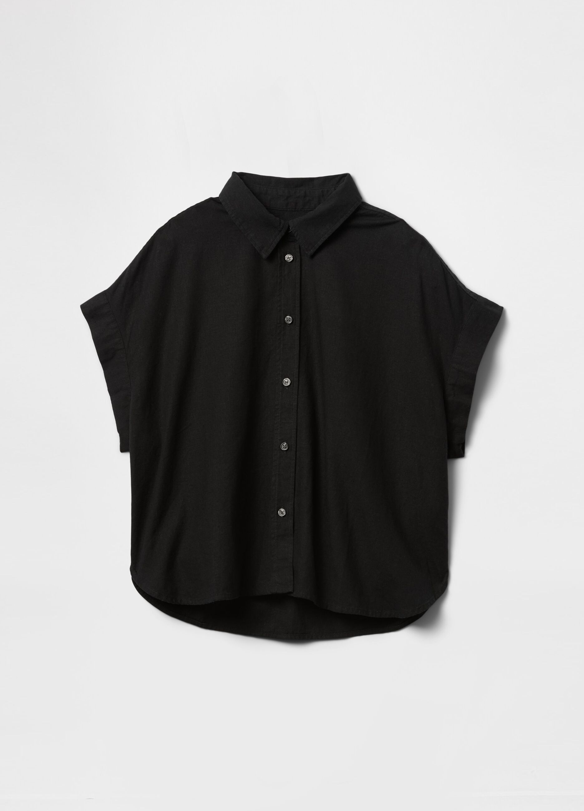 Black cropped linen and viscose shirt from Gap