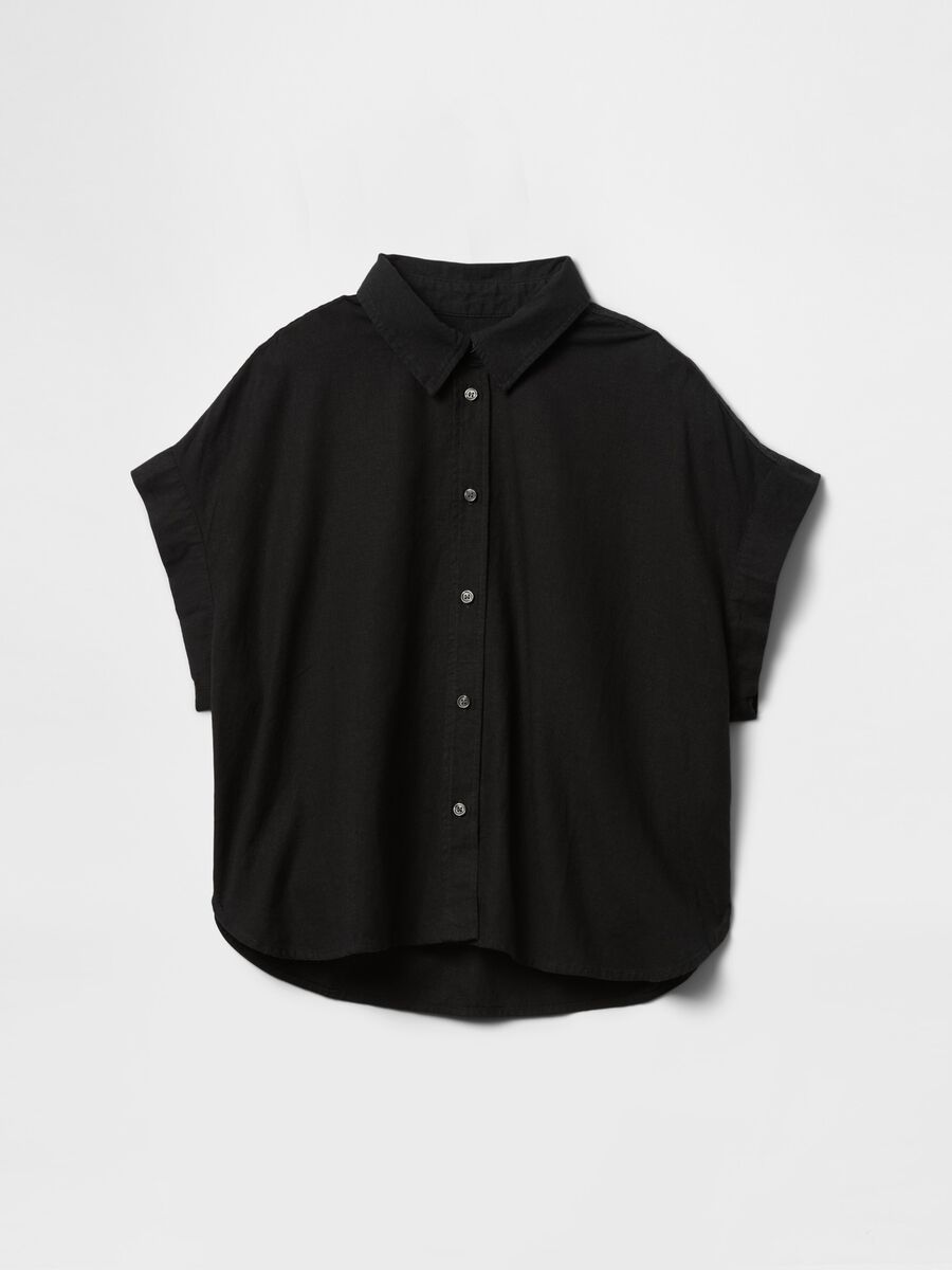 Camicia cropped nera Gap in lino e viscosa_4