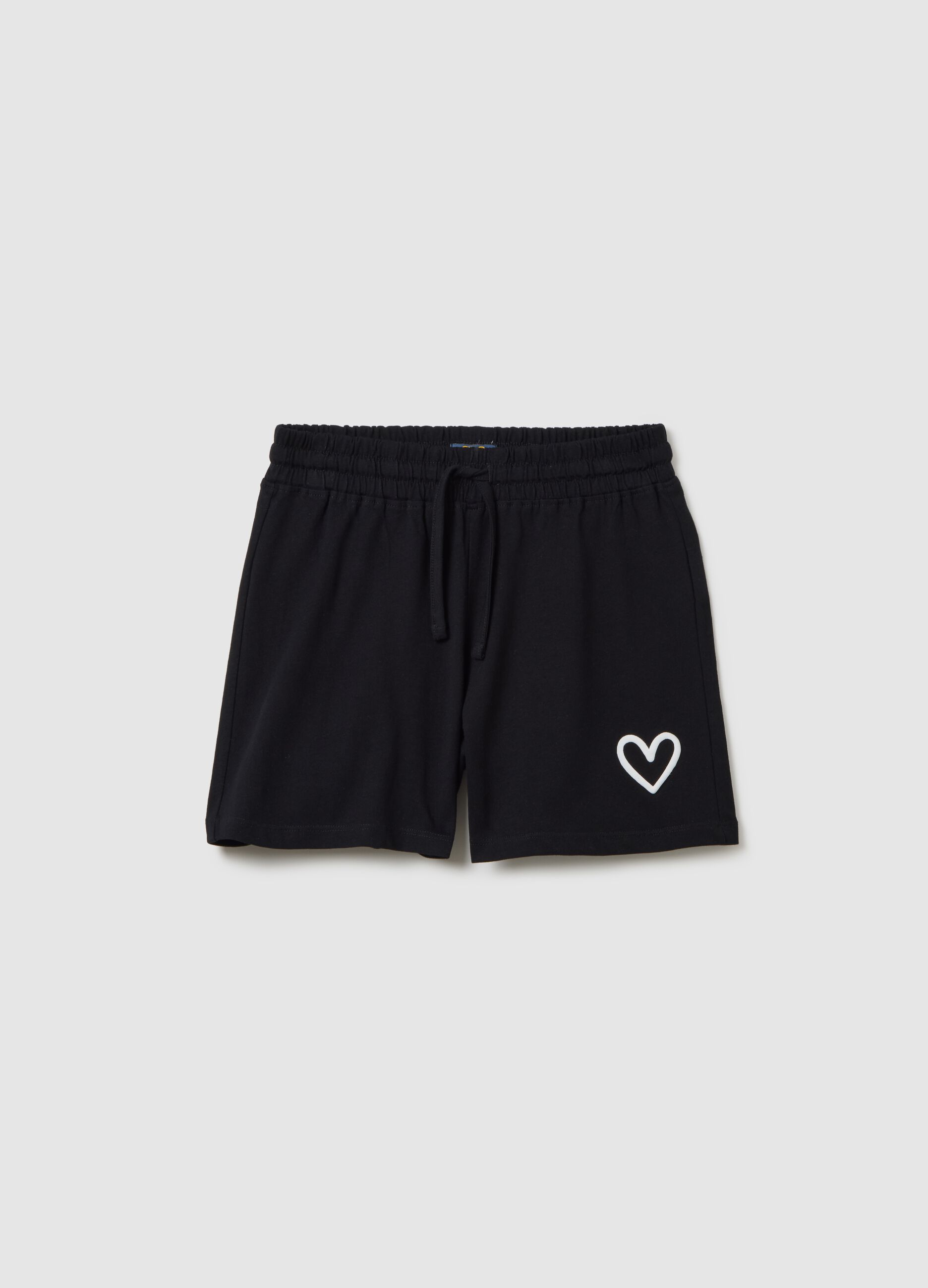 Girls' shorts in pure black cotton regular fit