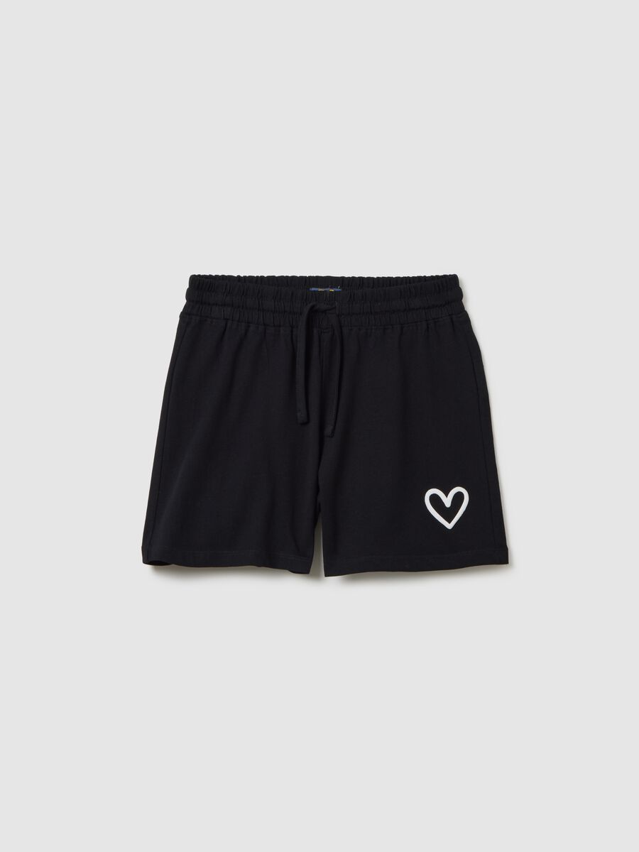 Short da ragazza in puro cotone nero regular fit_3