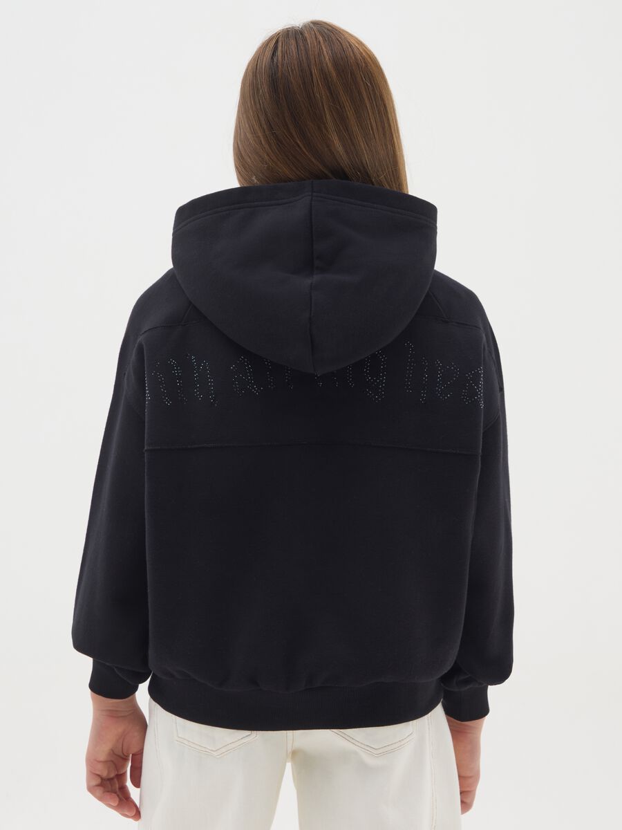 Girls' black cotton blend oversized hoodie_1