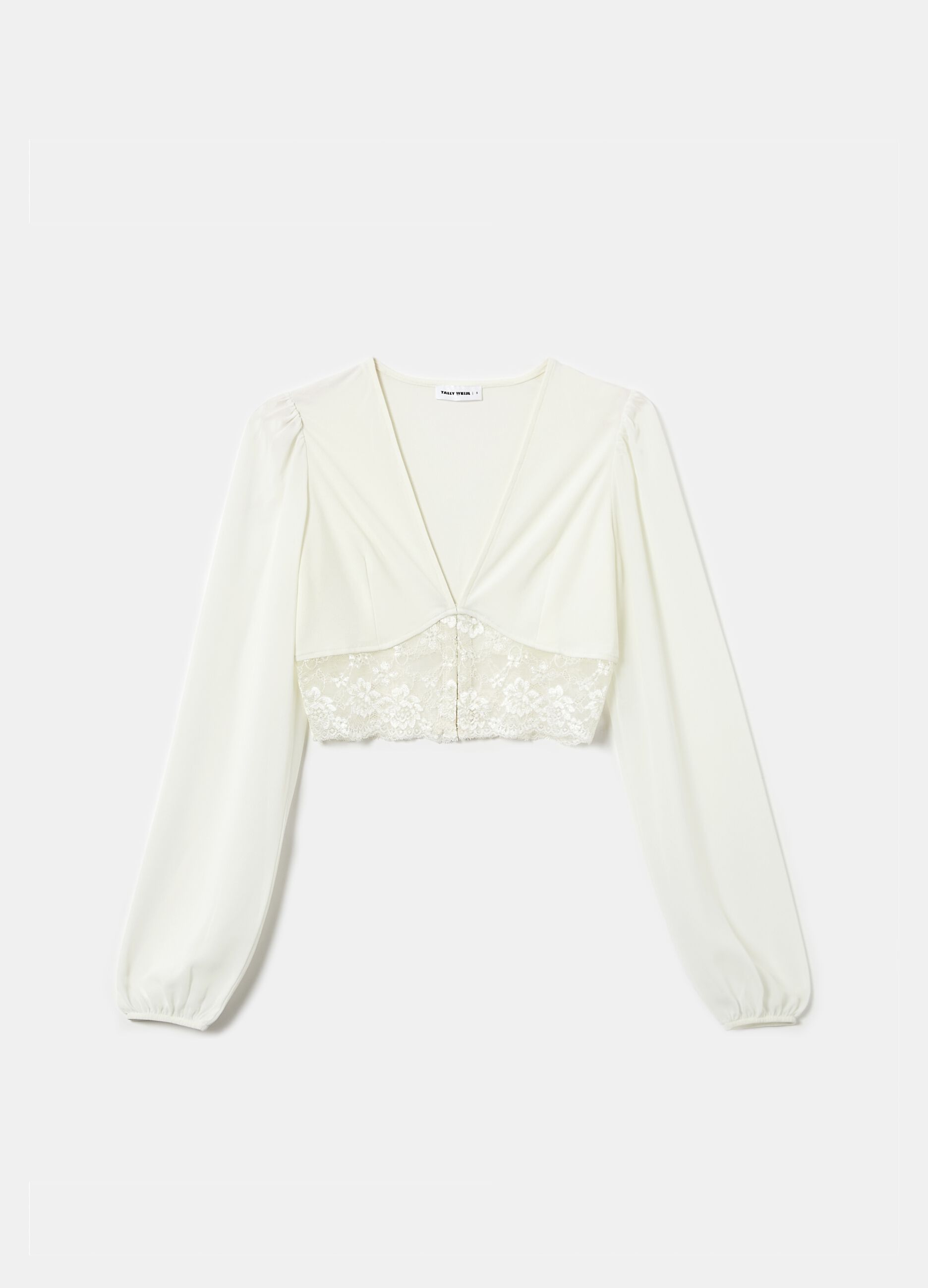 Cropped blouse with lace
