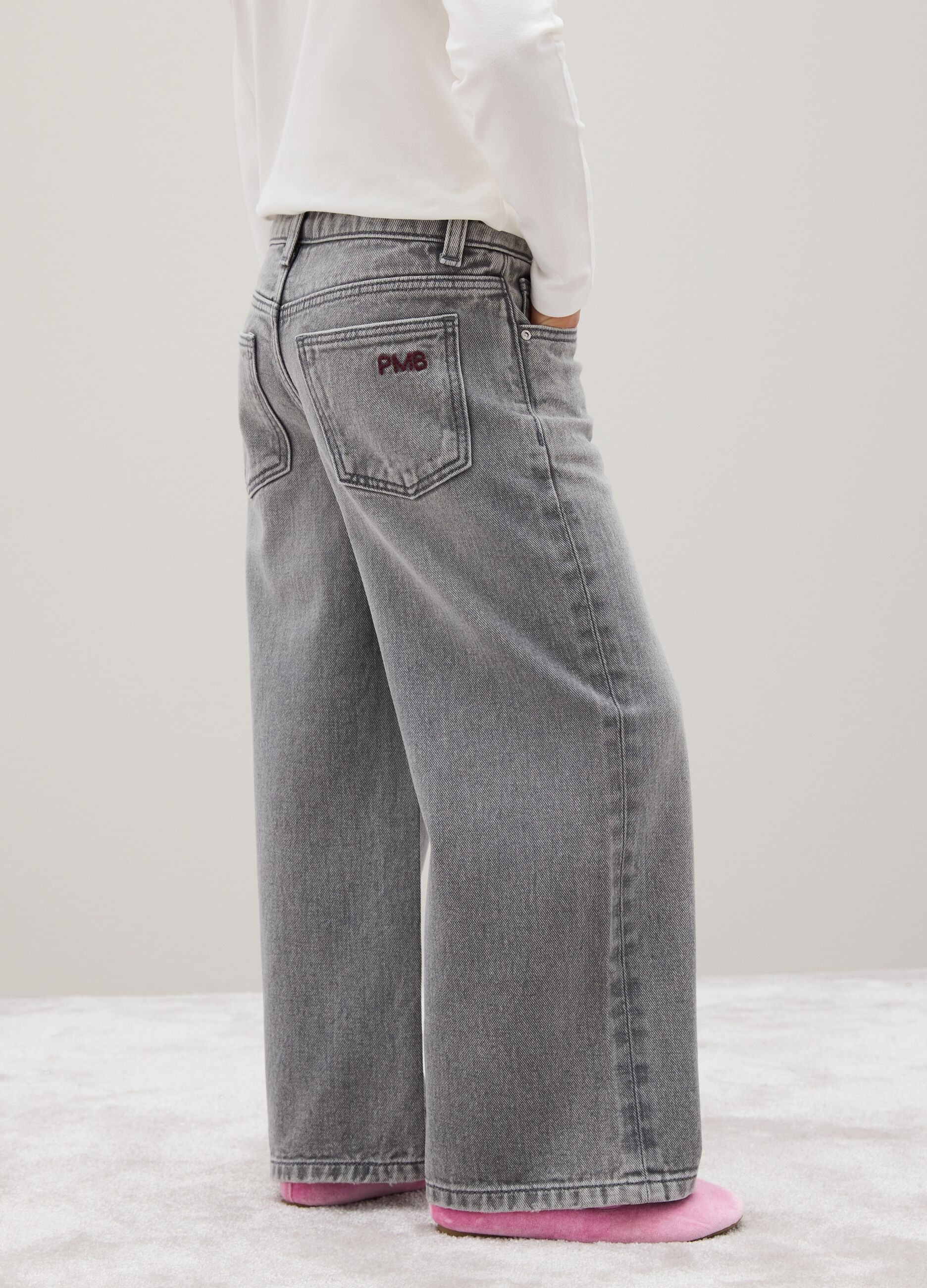Jeans da bambina in puro cotone grigi