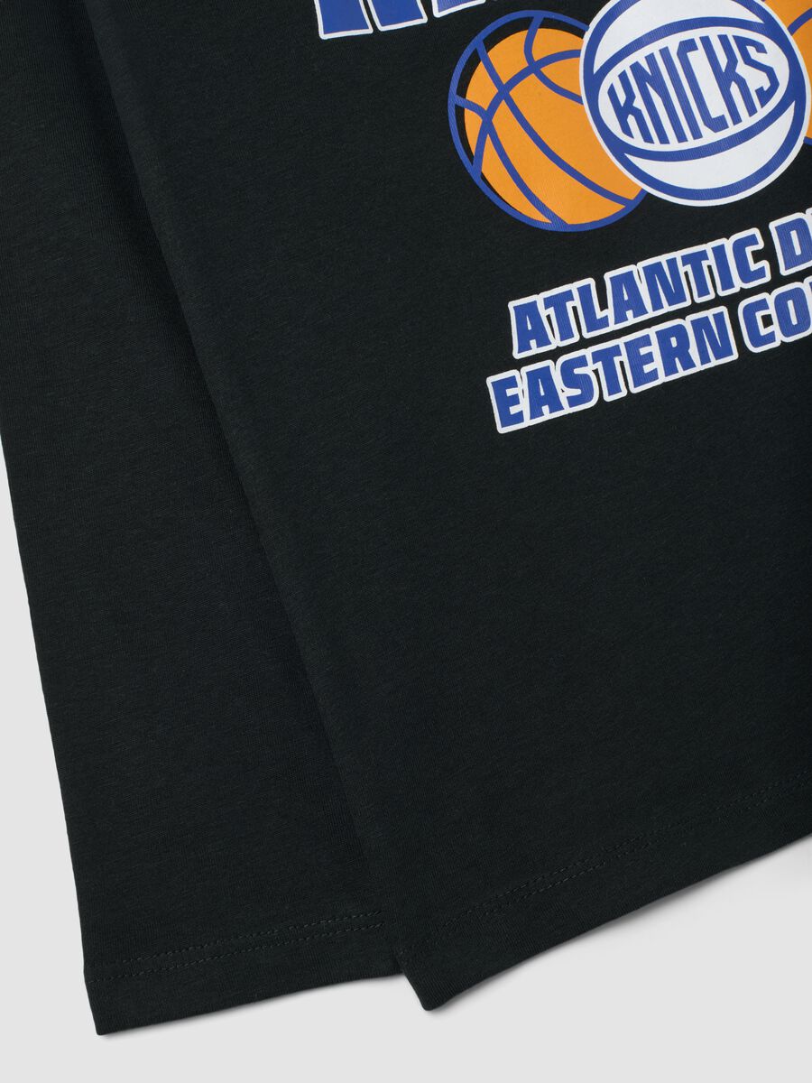 T-shirt nera in puro cotone con stampa New York Knicks_3