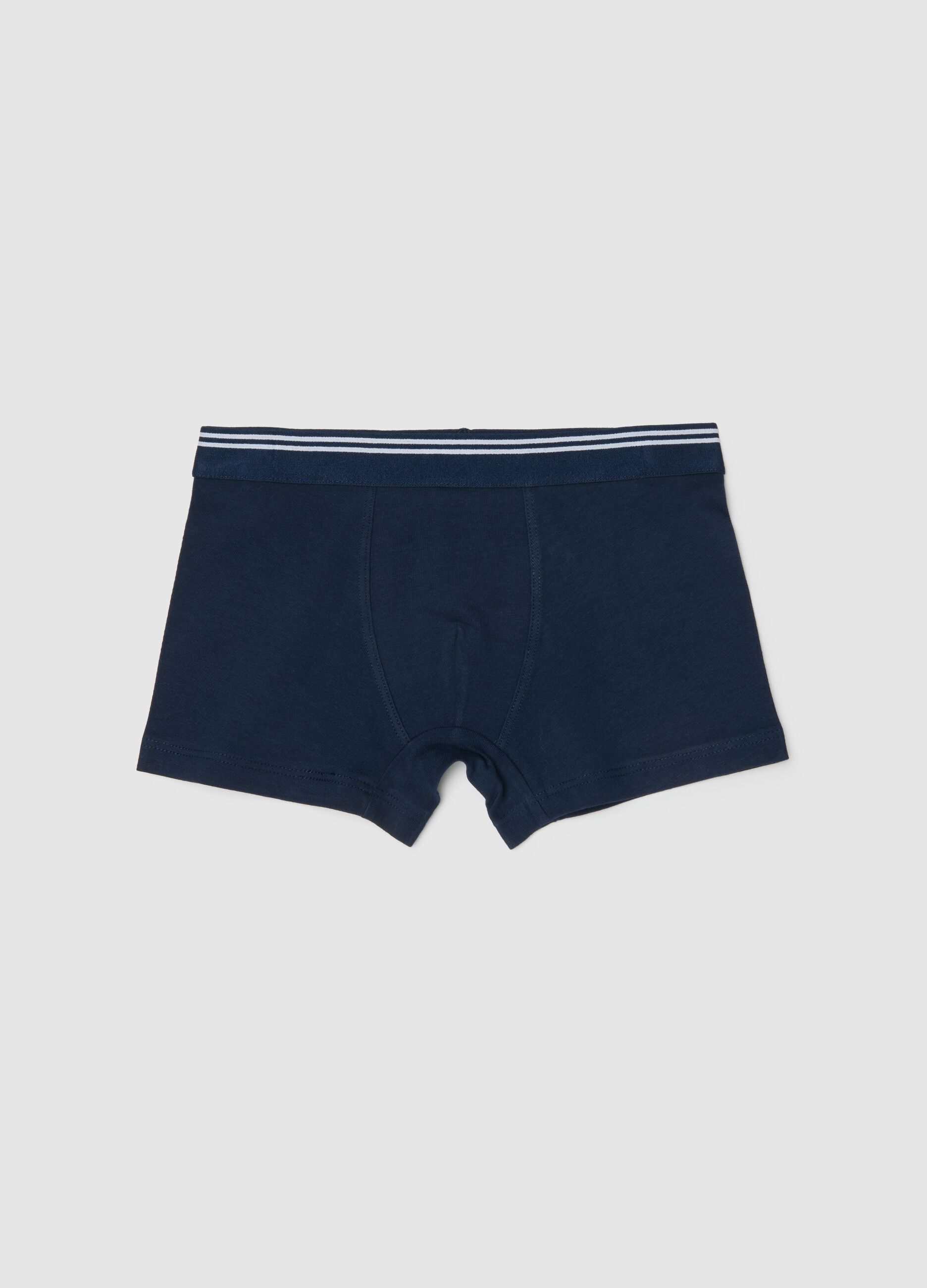 Boys' blue stretch cotton regular fit boxers