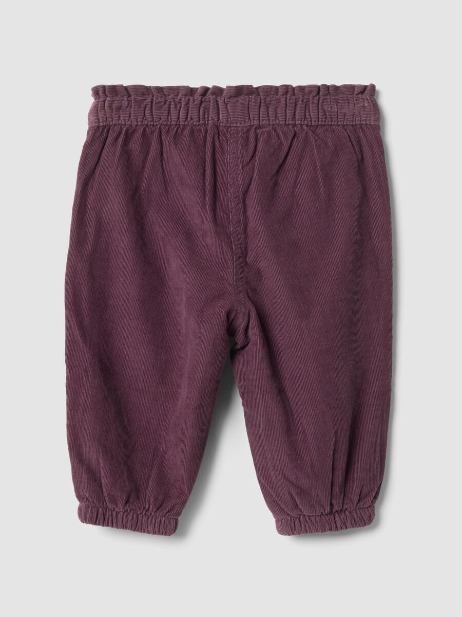Purple pure cotton trousers with floral embroidery_1
