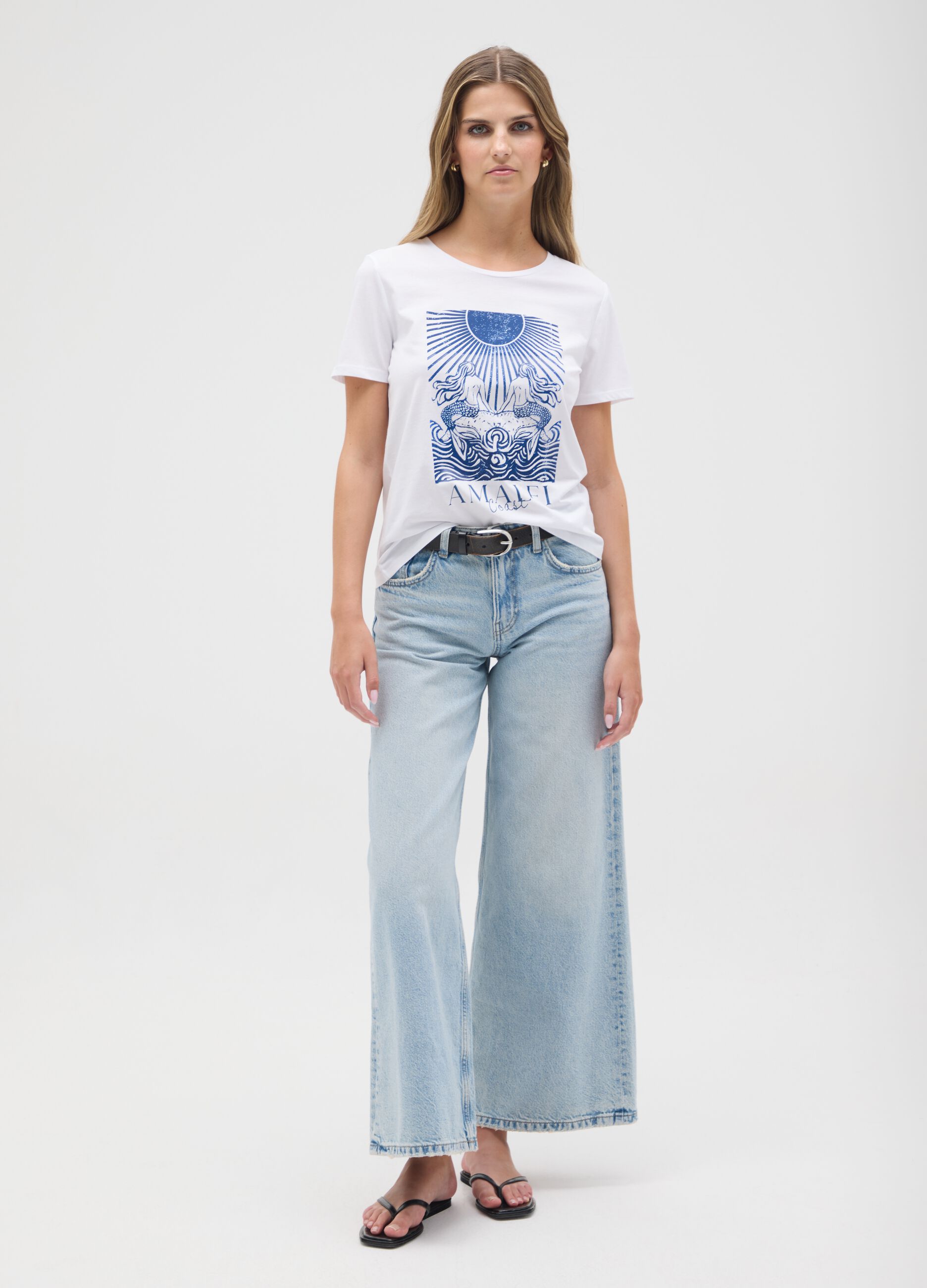 Regular fit multicolour pure cotton women's T-shirt