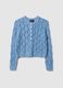 Cardigan in misto cotone azzurro regular fit con lavorazione a maglia_4