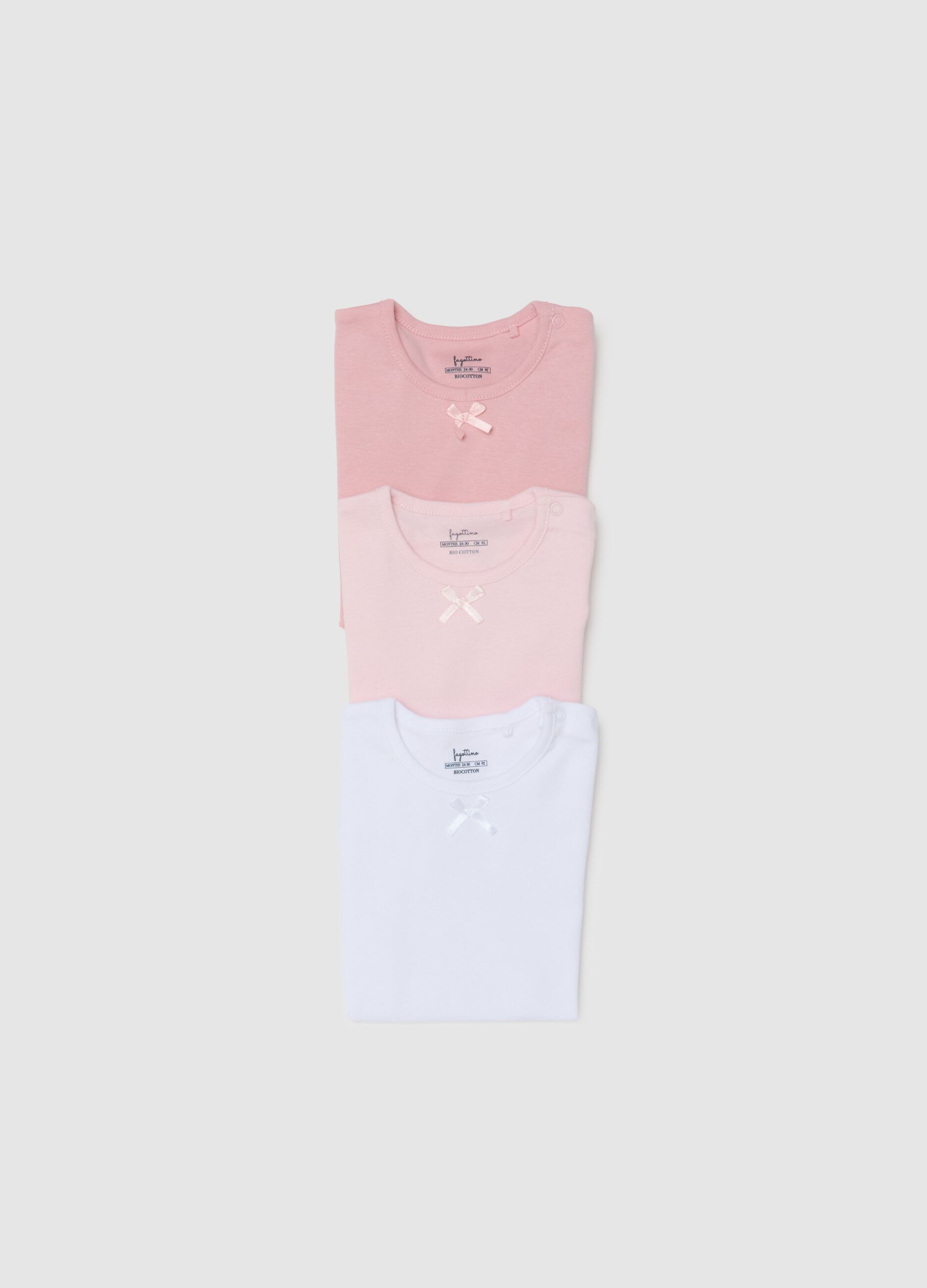 Girls' tripack of multicolour pure cotton regular fit t-shirts