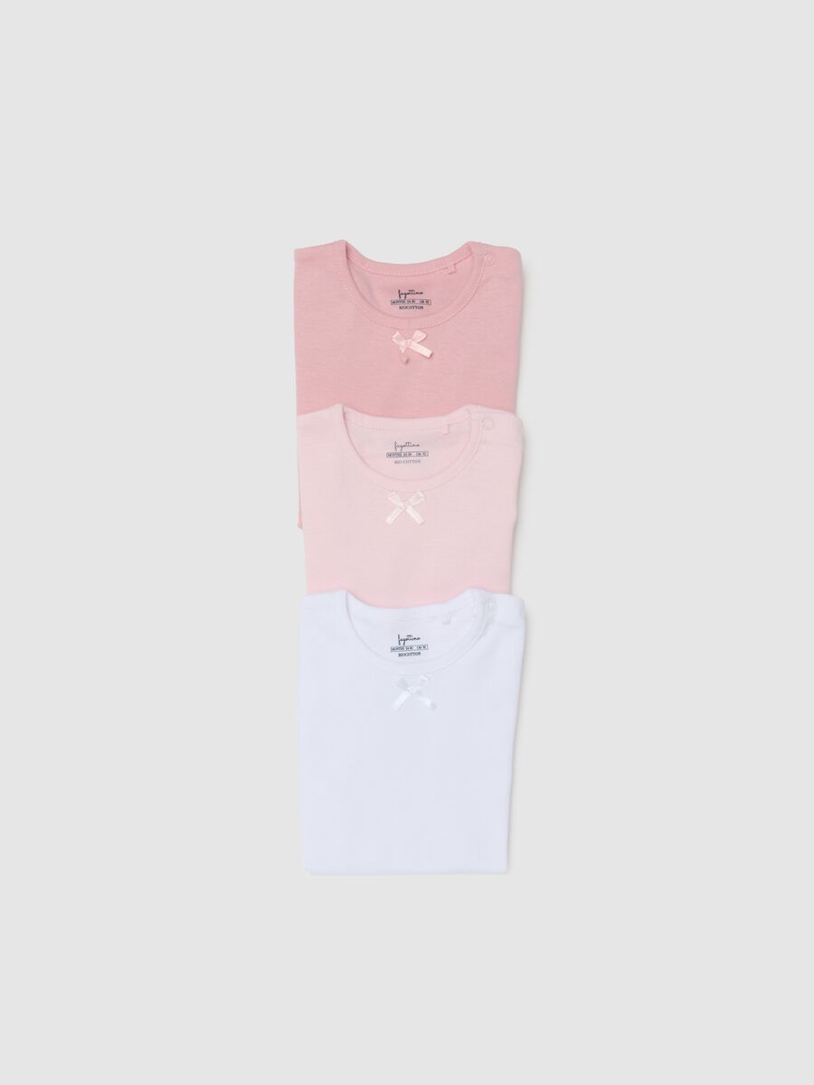 Girls' tripack of multicolour pure cotton regular fit t-shirts_2